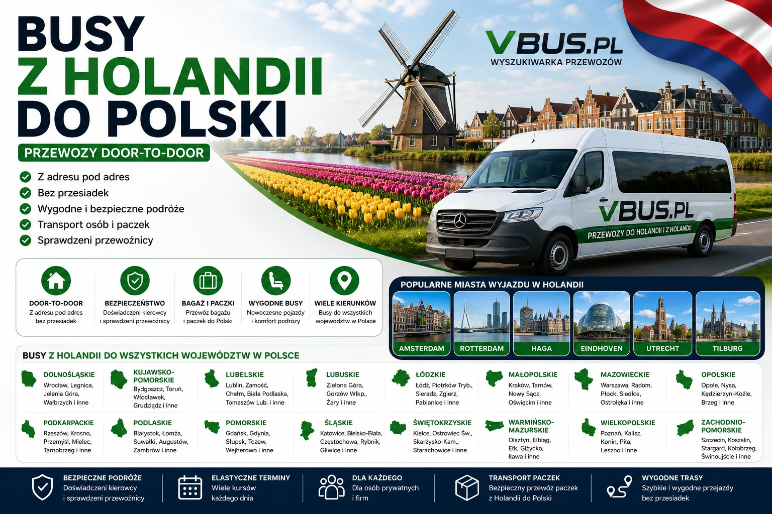 Busy z Holandii do Polski – przewozy door to door transport osob i paczek wyszukiwarka przewozow VBUS.PL